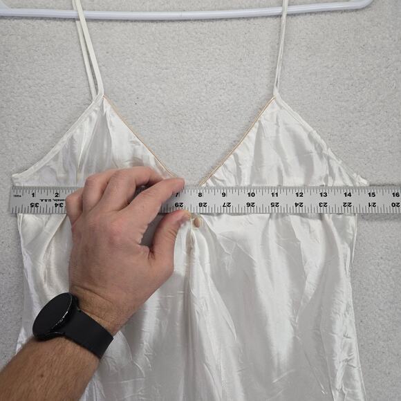 BHS Satin Nightgown Lingerie Chemise S Slip Sheer 80s 90s Vtg Nightie White - Picture 7 of 9